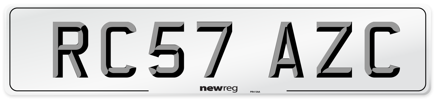 RC57 AZC Number Plate from New Reg